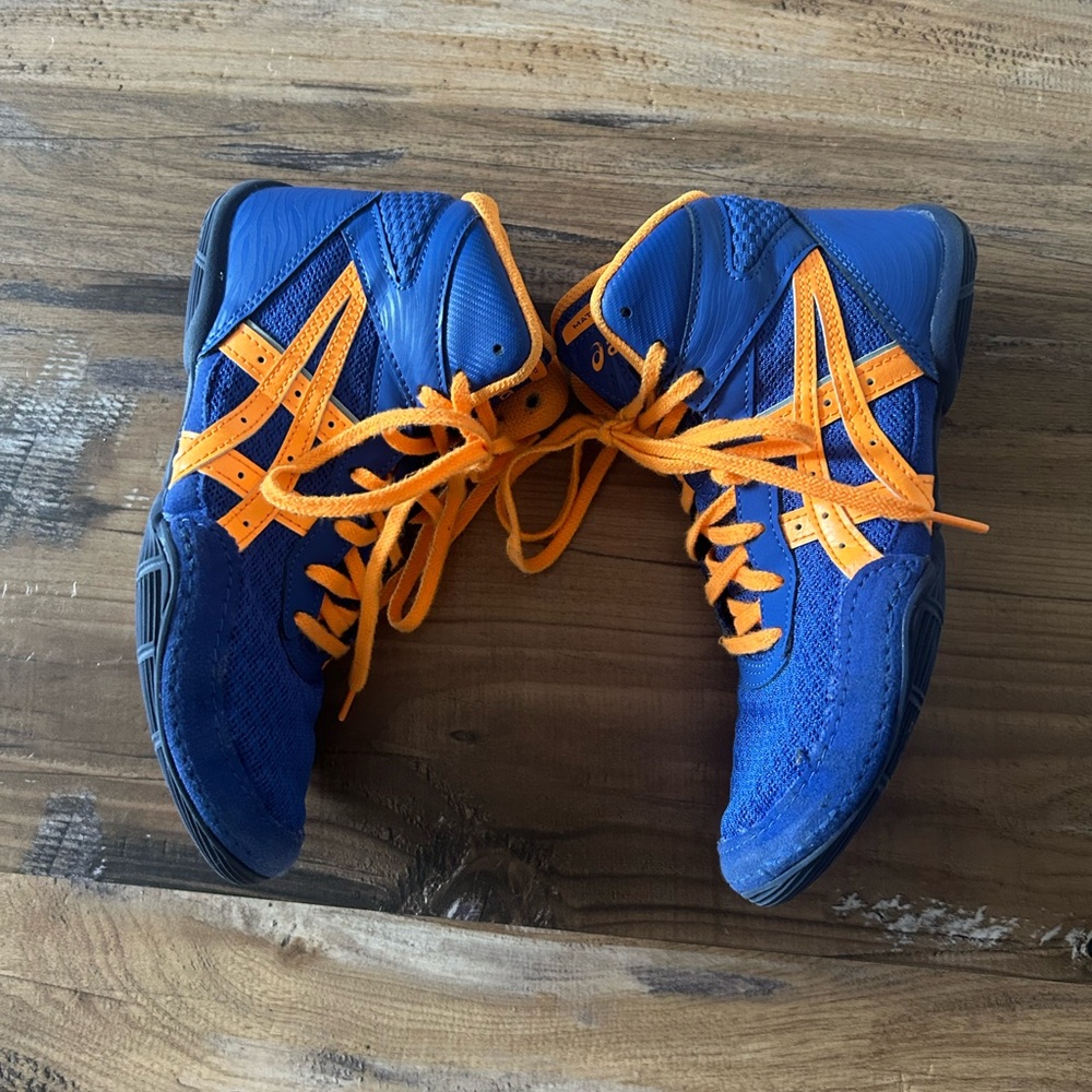 Asics Kids Blue Sneakers with Orange Accents